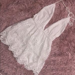 White Lace Backless Romper from Showpo